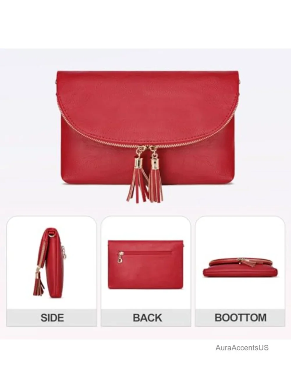 Women's Envelope Clutch Purse Faux Leather Crossbody Bag 6 Card Slots